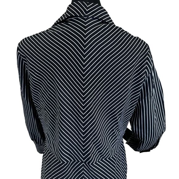 Vintage 1970s Jolie Femme Black & White Diagonal Stripe Dress – Size 46 - Picture 12 of 16